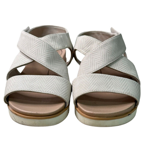 Dr. Scholls Get It Beige Cream Strappy Wedge Sandals Women's 8.5M Hook & Loop - Picture 2 of 8